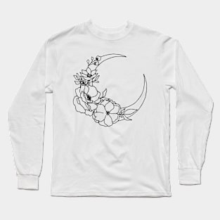 Moon & Flower Design Long Sleeve T-Shirt